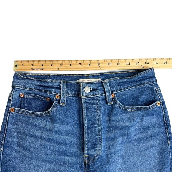 Levis Womens 30 Wedgie Straight Medium Wash High Rise Distressed Jeans - Picture 5 of 9